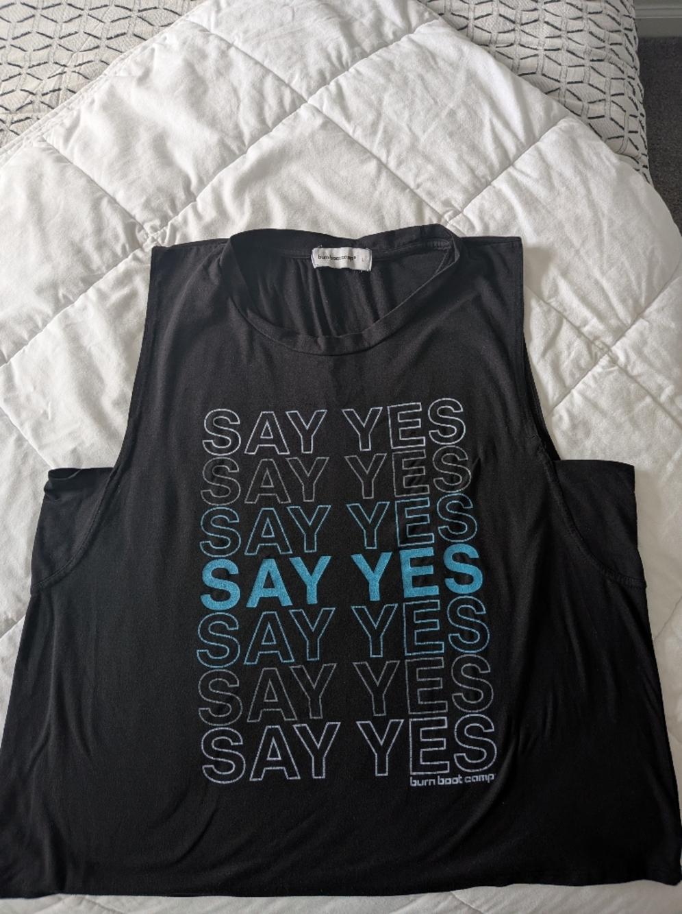 Burn Boot Camp - Black 'SAY YES' Boxy Graphic Muscle Tank
